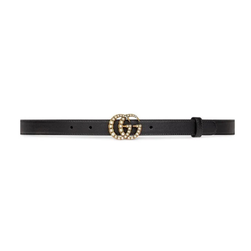 Gucci Leather belt with pearl Double G buckle - Picture 2 of 8